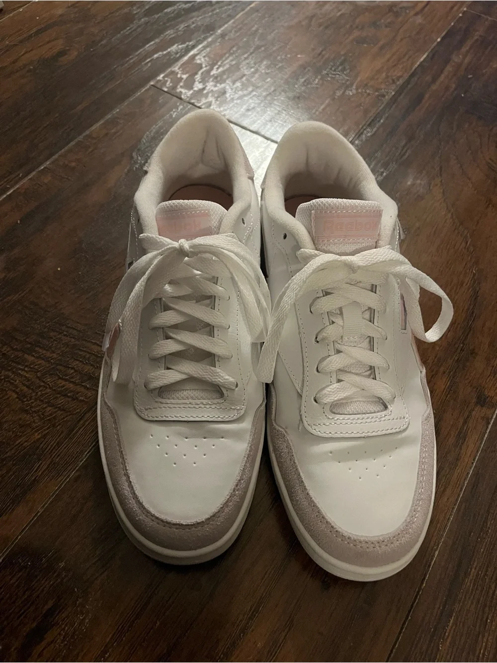 Reebok White & Blush Low-Top Sneakers